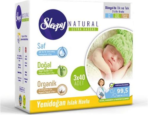 SLEEPY ISLAK HAVLU YENİDOĞAN 40 X 3 LÜ. ürün görseli