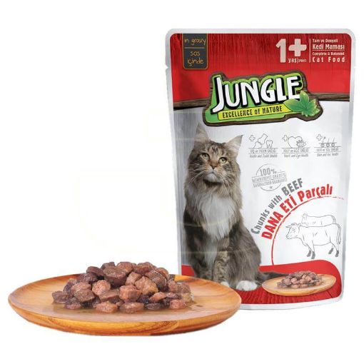 JUNGLE POUCH YETİŞ.KEDİ DANA ETİ PARÇ.100 GR. ürün görseli