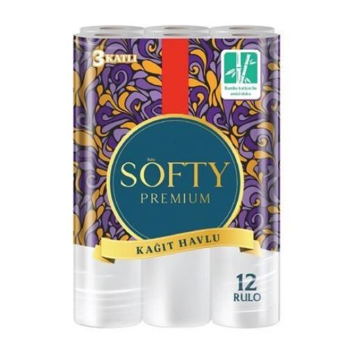 SOFTY PREMIUM HAVLU KAĞIT 3 KAT 12 Lİ. ürün görseli