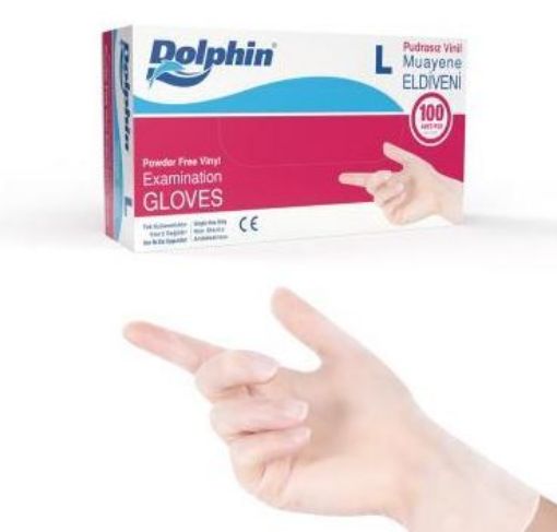 DOLPHİN VİNİL MUAYE. ELD. BEYAZ L BOY 100'LÜ. ürün görseli