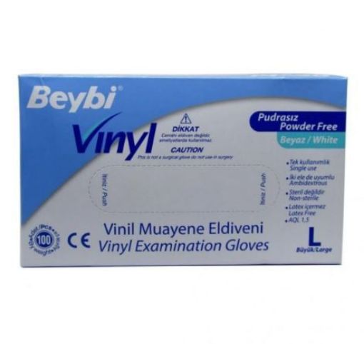 BEYBİ VİNİL MUAYE. ELD. BEYAZ L BOY 100'LÜ. ürün görseli